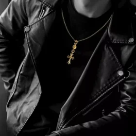 22K Gold Cross with One Gold Ball Charm