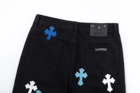 Chrome Hearts Blue & White Cross Patch Jeans