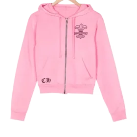 Chrome Hearts Girls Zip up Pink Hoodie